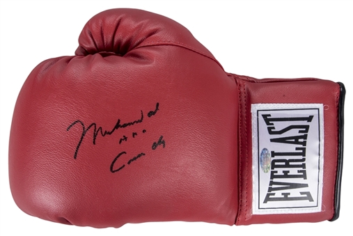 Muhammad Ali AKA Cassius Clay Autographed Red Everlast Boxing Glove (Steiner & JSA) 